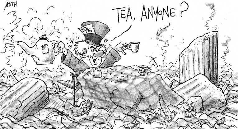 Political/Editorial Cartoon by Tony Auth, Philadelphia Inquirer on Debt Ceiling Deal Imminent