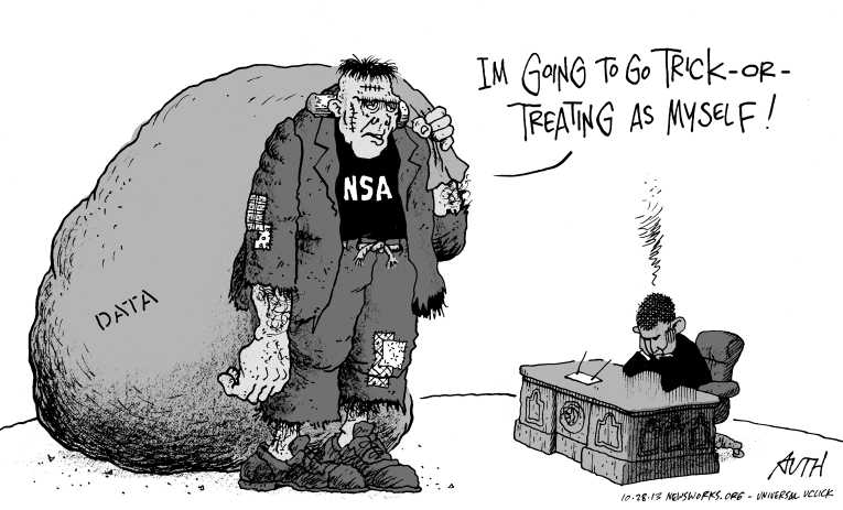 Political/Editorial Cartoon by Tony Auth, Philadelphia Inquirer on US Bugged German Chancellor
