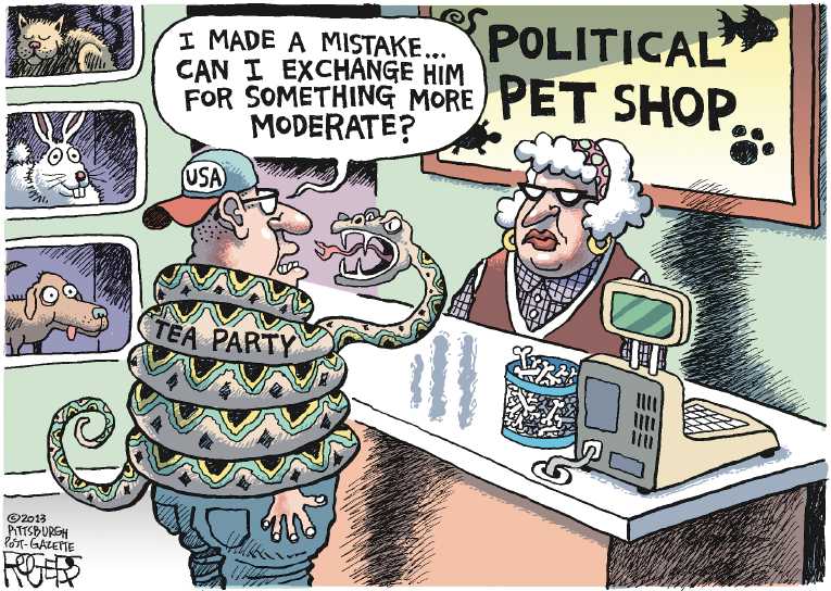 Political/Editorial Cartoon by Rob Rogers, The Pittsburgh Post-Gazette on GOP Critical of Obama