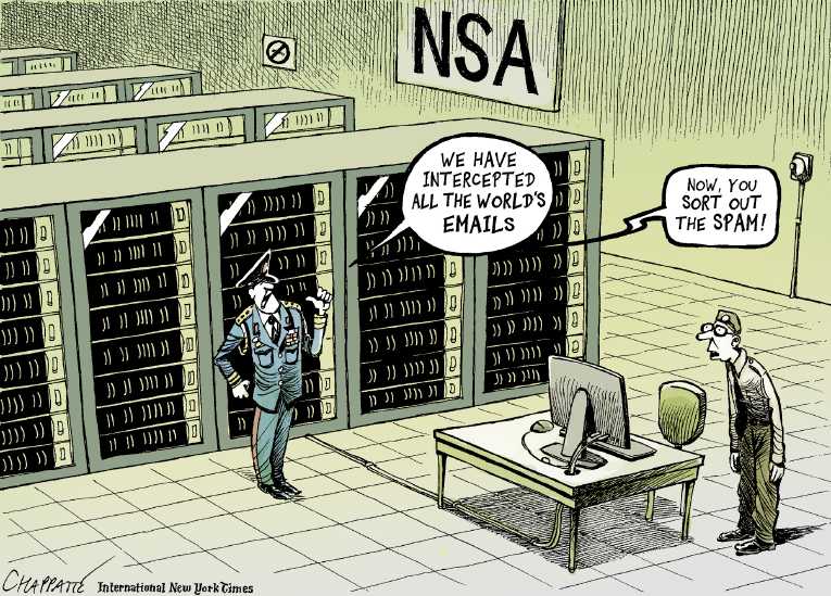 Political/Editorial Cartoon by Patrick Chappatte, International Herald Tribune on White House Defends Spying