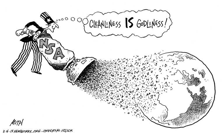 Political/Editorial Cartoon by Tony Auth, Philadelphia Inquirer on White House Defends Spying