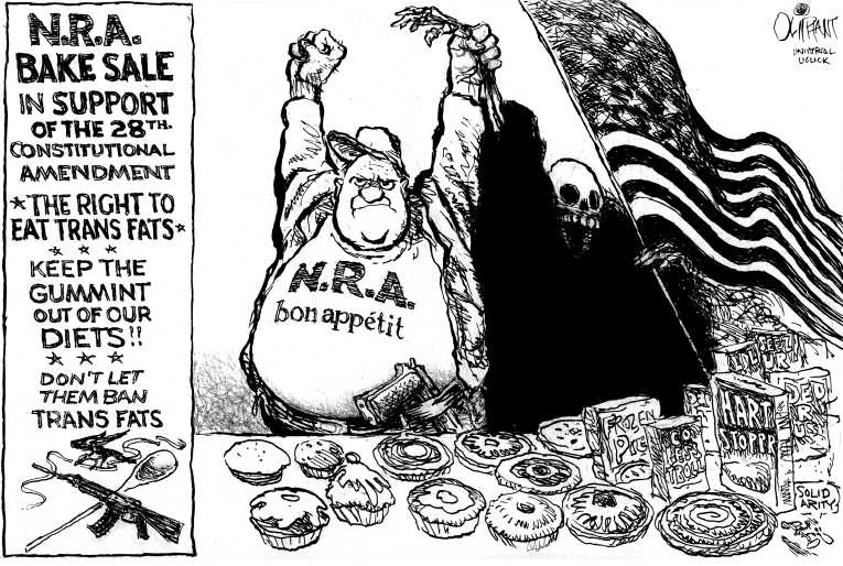 Political/Editorial Cartoon by Pat Oliphant, Universal Press Syndicate on Transfats Outlawed