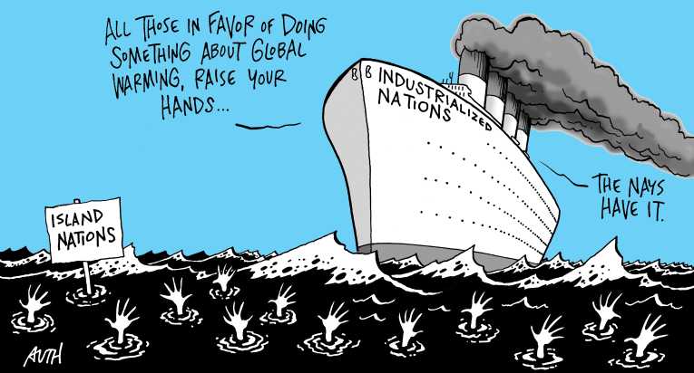 Political/Editorial Cartoon by Tony Auth, Philadelphia Inquirer on Crisis Worsening in Philippines
