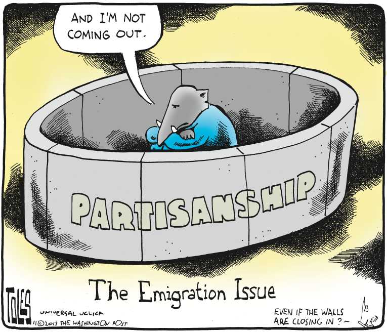 Political/Editorial Cartoon by Tom Toles, Washington Post on Republican Party Moving Right