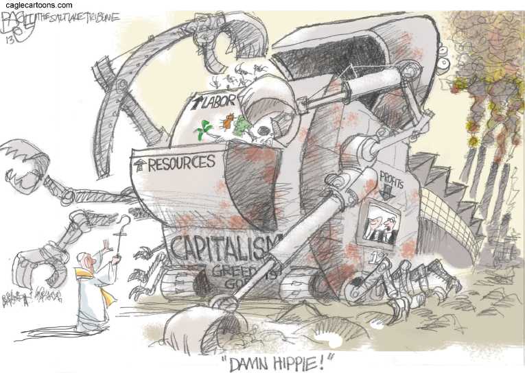 Political/Editorial Cartoon by Pat Bagley, Salt Lake Tribune on Pope Outs Devil