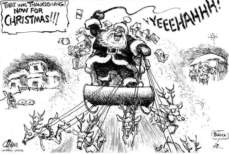 Political/Editorial Cartoon by Pat Oliphant, Universal Press Syndicate on Thanksgiving Remembered
