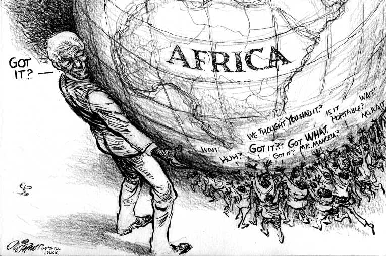 Political/Editorial Cartoon by Pat Oliphant, Universal Press Syndicate on Nelson Mandela Dead at 95