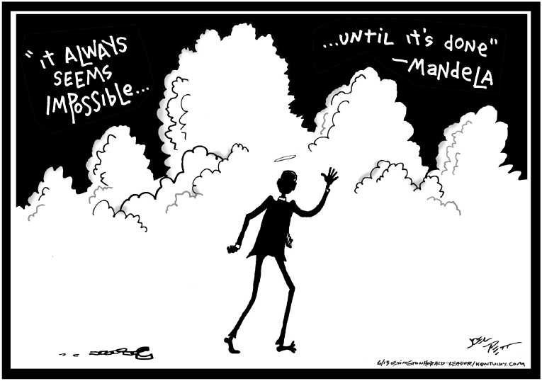 Political/Editorial Cartoon by Joel Pett, Lexington Herald-Leader, CWS/CartoonArts Intl. on Nelson Mandela Dead at 95
