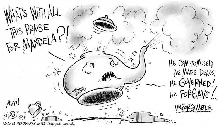 Political/Editorial Cartoon by Tony Auth, Philadelphia Inquirer on Nelson Mandela Dead at 95