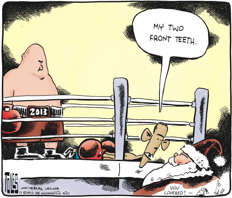 Political/Editorial Cartoon by Tom Toles, Washington Post on President’s Christmas Subdued