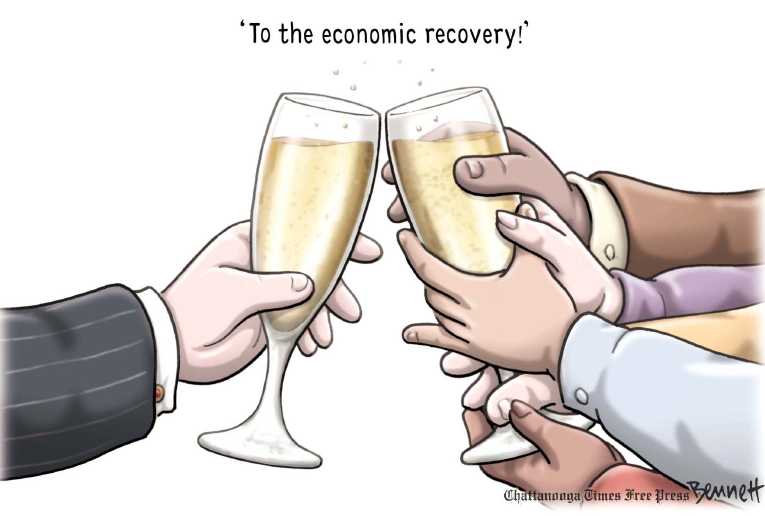 Political/Editorial Cartoon by Clay Bennett, Chattanooga Times Free Press on Wages Decline