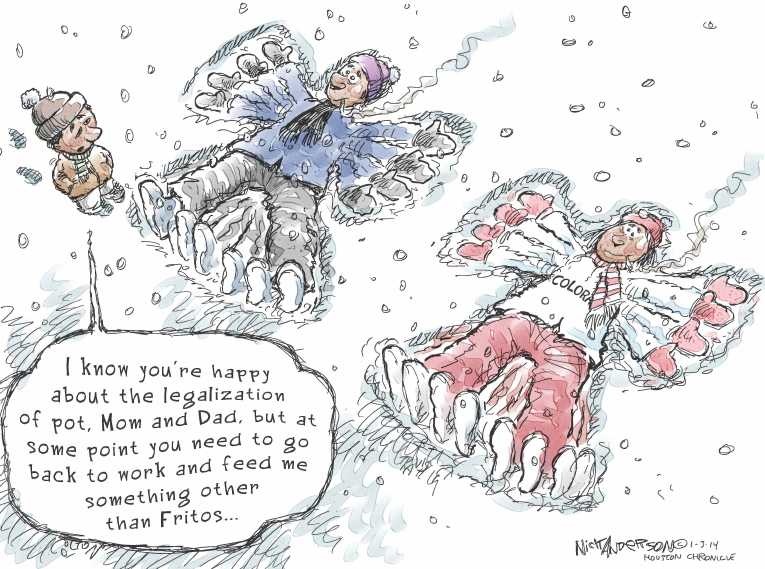 Political/Editorial Cartoon by Nick Anderson, Houston Chronicle on Recreational Marijuana Arrives!