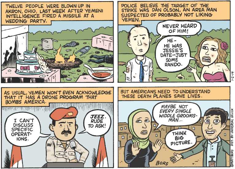 Political/Editorial Cartoon by Matt Bors on Civilians Killed by Drones