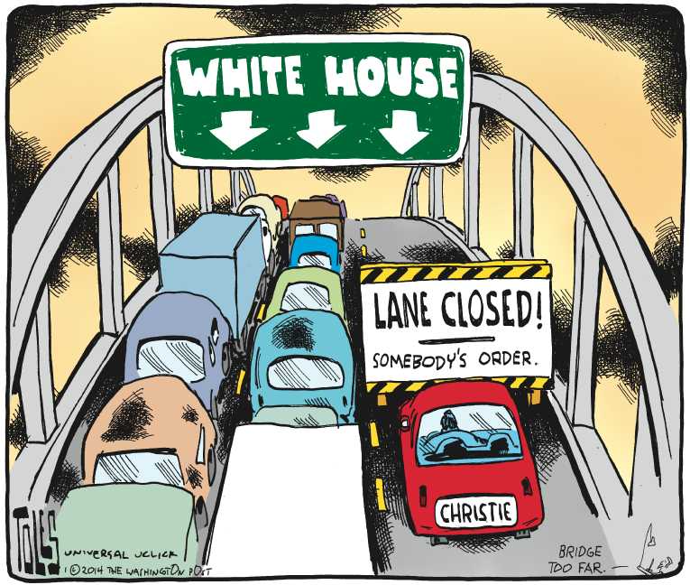Political/Editorial Cartoon by Tom Toles, Washington Post on Christie Fires Kelly