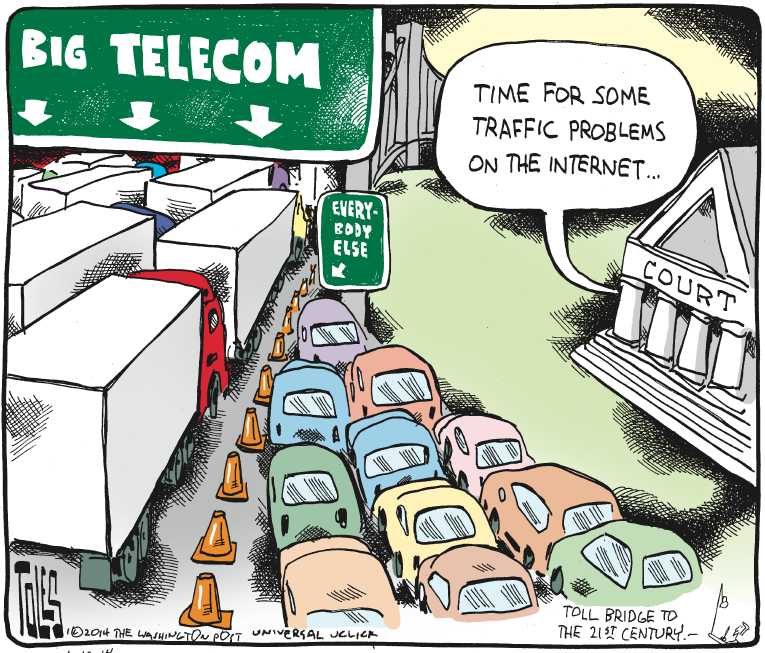 Political/Editorial Cartoon by Tom Toles, Washington Post on Internet Ruling No Surprise