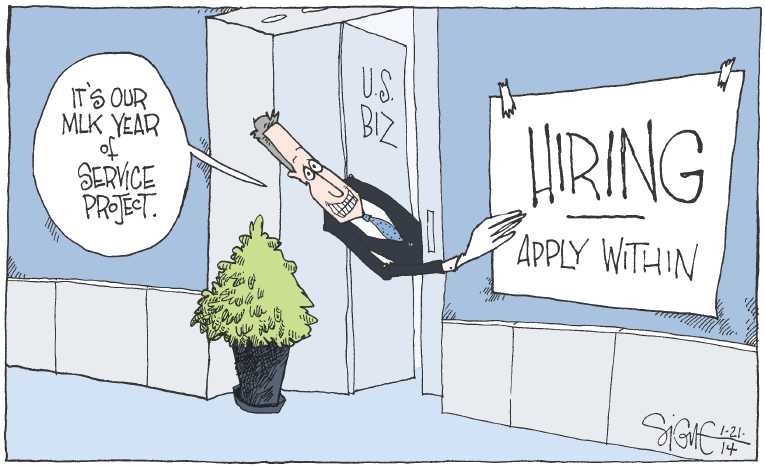 Political/Editorial Cartoon by Signe Wilkinson, Philadelphia Daily News on America Honors King