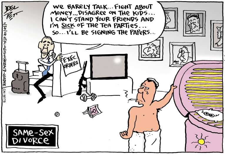 Political/Editorial Cartoon by Joel Pett, Lexington Herald-Leader, CWS/CartoonArts Intl. on State of the Union Somber, Defiant