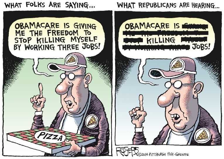 Political/Editorial Cartoon by Rob Rogers, The Pittsburgh Post-Gazette on “Obama Not Trustworthy”