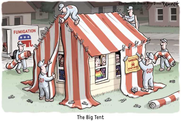 Political/Editorial Cartoon by Clay Bennett, Chattanooga Times Free Press on “Obama Not Trustworthy”