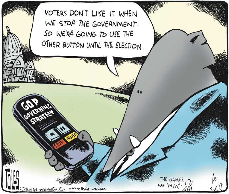 Political/Editorial Cartoon by Tom Toles, Washington Post on Debt Ceiling Raised