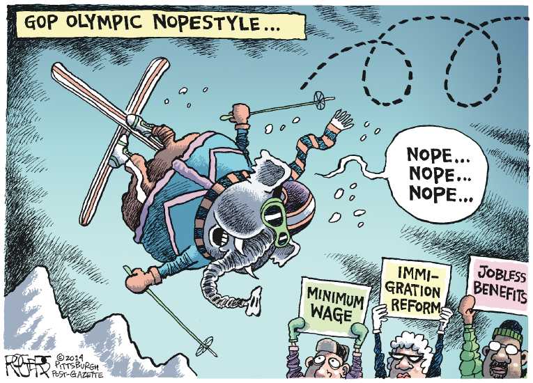 Political/Editorial Cartoon by Rob Rogers, The Pittsburgh Post-Gazette on Debt Ceiling Raised