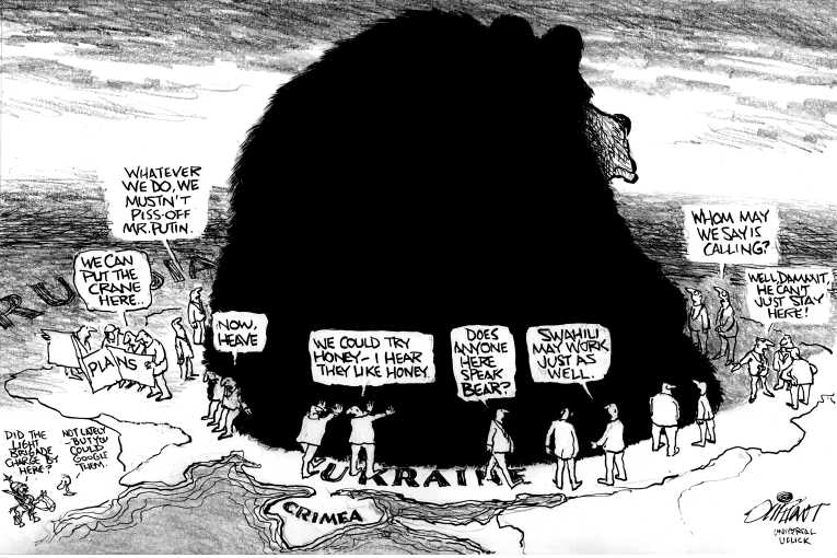 Political/Editorial Cartoon by Pat Oliphant, Universal Press Syndicate on Russia Invades Ukraine