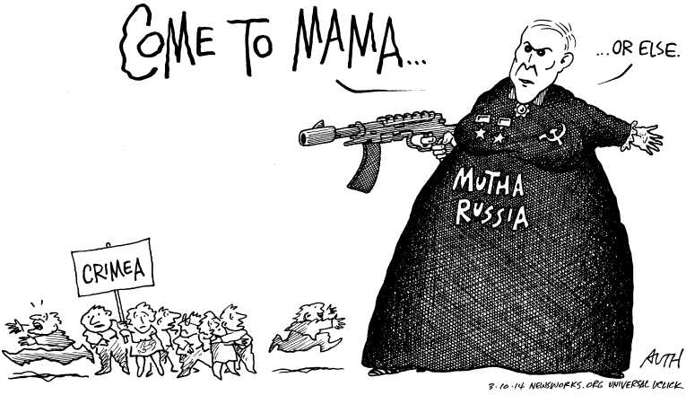 Political/Editorial Cartoon by Tony Auth, Philadelphia Inquirer on Russia Reclaims Crimea