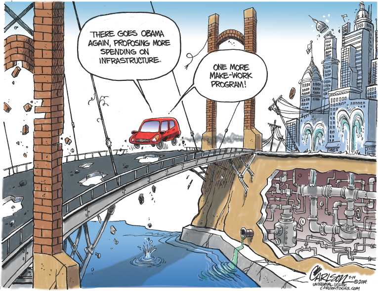Political/Editorial Cartoon by Stuart Carlson on President Backs Workers