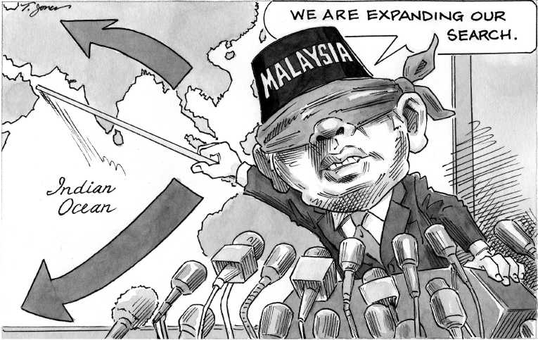 Political/Editorial Cartoon by Taylor Jones, Tribune Media Services on Flight 370 Still Missing