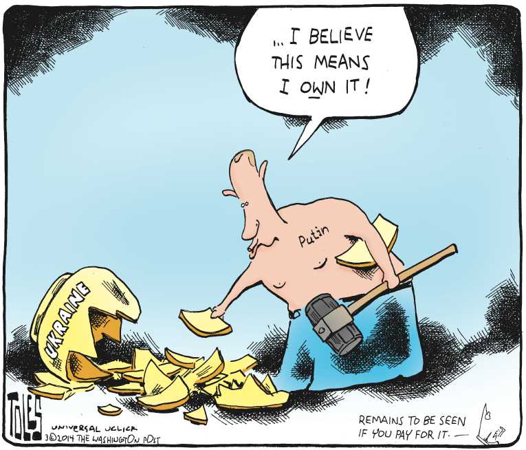 Political/Editorial Cartoon by Tom Toles, Washington Post on Crimea Votes for Independence