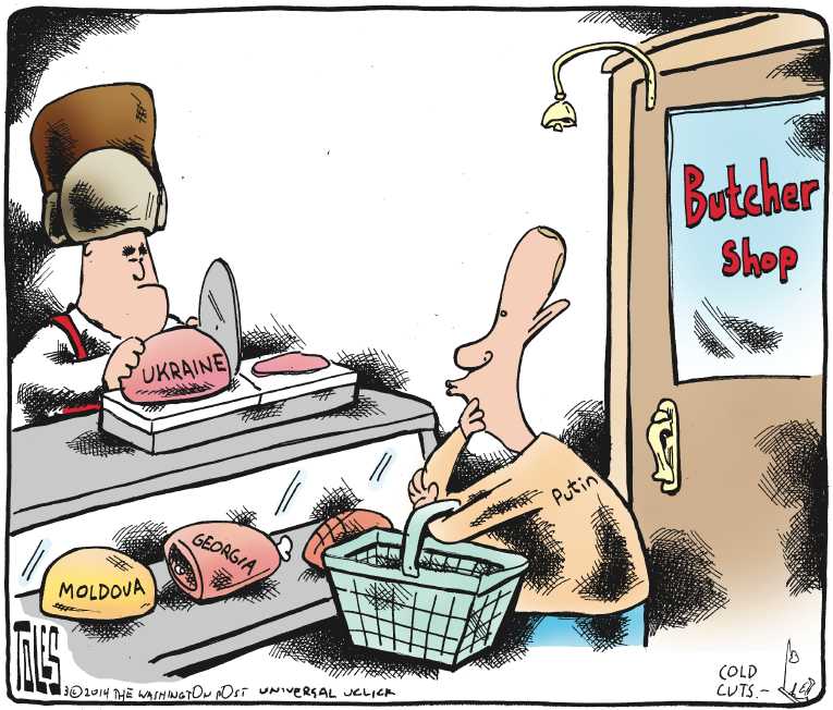 Political/Editorial Cartoon by Tom Toles, Washington Post on Tensions Rise Over Crimea