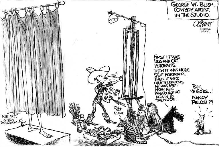 Political/Editorial Cartoon by Pat Oliphant, Universal Press Syndicate on Bush Paints Leaders