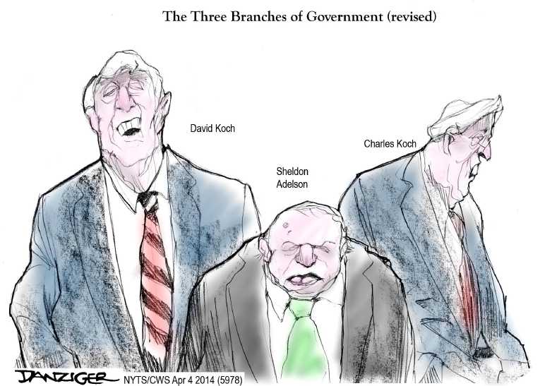 Political/Editorial Cartoon by Jeff Danziger, CWS/CartoonArts Intl. on Capitalism Defeats Democracy