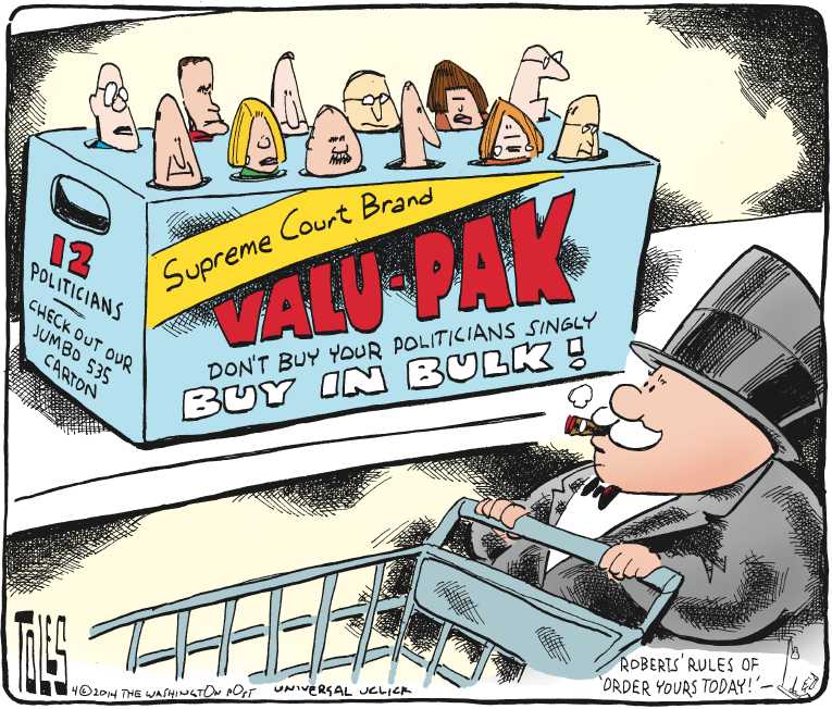 Political/Editorial Cartoon by Tom Toles, Washington Post on Capitalism Defeats Democracy