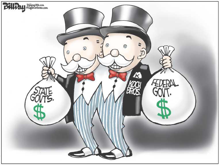 Political/Editorial Cartoon by Bill Day, Cagle Cartoons on Capitalism Defeats Democracy
