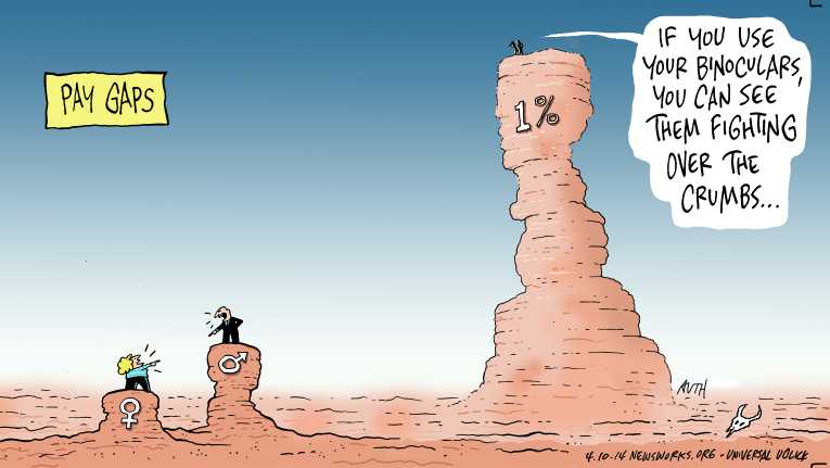Political/Editorial Cartoon by Tony Auth, Philadelphia Inquirer on GOP Votes Down Equal Pay