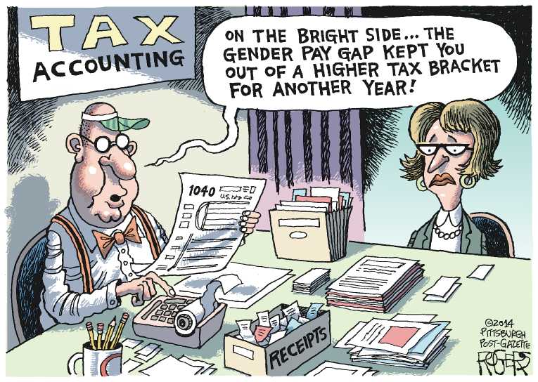 Political/Editorial Cartoon by Rob Rogers, The Pittsburgh Post-Gazette on GOP Votes Down Equal Pay