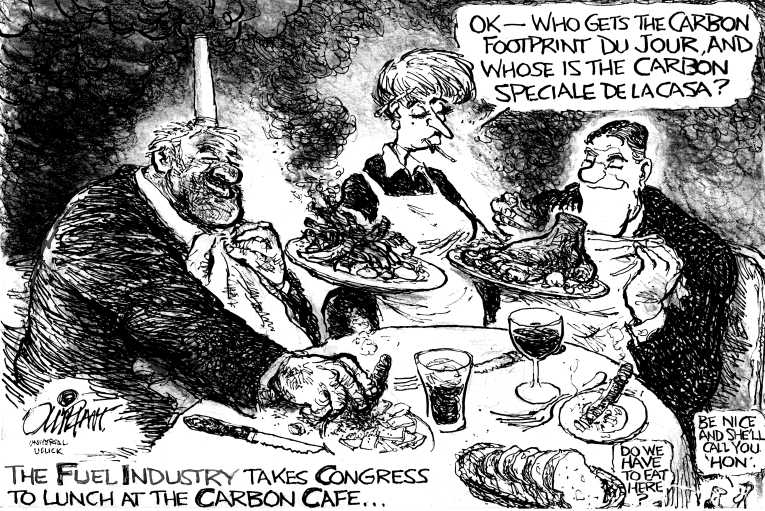 Political/Editorial Cartoon by Pat Oliphant, Universal Press Syndicate on World Celebrates Earth Day
