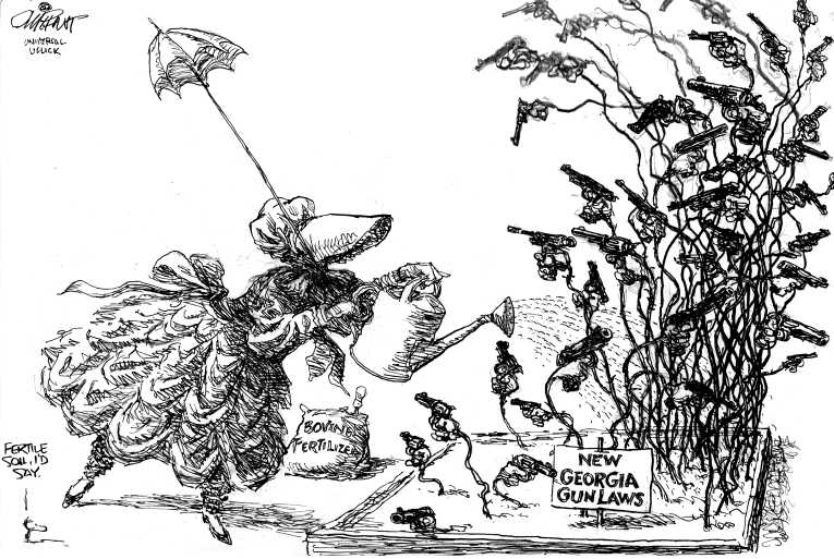 Political/Editorial Cartoon by Pat Oliphant, Universal Press Syndicate on Georgia Begins Arms Race