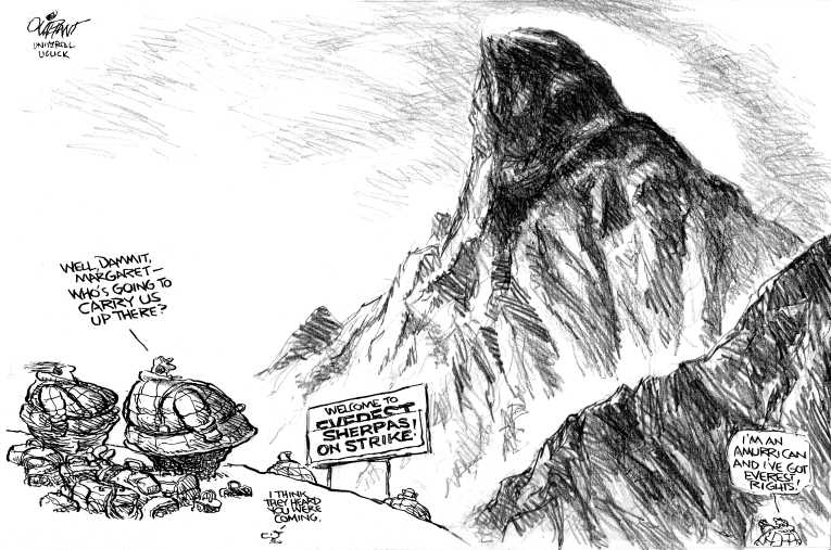 Political/Editorial Cartoon by Pat Oliphant, Universal Press Syndicate on In Other News