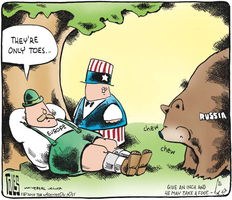 Political/Editorial Cartoon by Tom Toles, Washington Post on Ukraine Crisis Eases