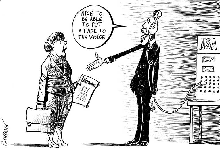 Political/Editorial Cartoon by Patrick Chappatte, International Herald Tribune on Ukraine Crisis Eases