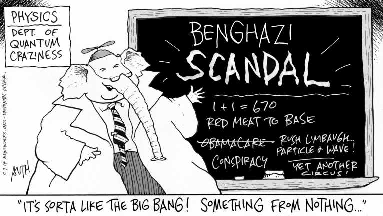 Political/Editorial Cartoon by Tony Auth, Philadelphia Inquirer on Republicans Outraged