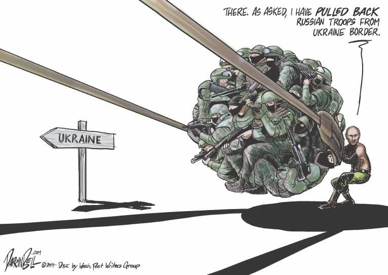 Political/Editorial Cartoon by Darrin Bell, Washington Post Writers Group on Russia Pulls Back
