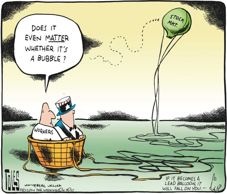Political/Editorial Cartoon by Tom Toles, Washington Post on Middle Class Shrinking