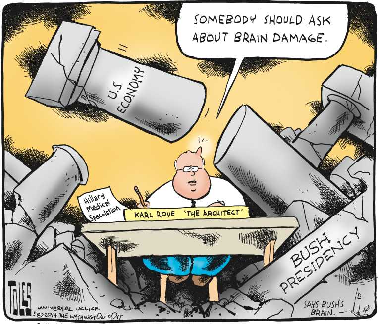 Political/Editorial Cartoon by Tom Toles, Washington Post on Rove Alleges Brain Damage