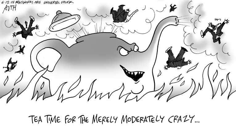 Political/Editorial Cartoon by Tony Auth, Philadelphia Inquirer on GOP Jolts Farther Right