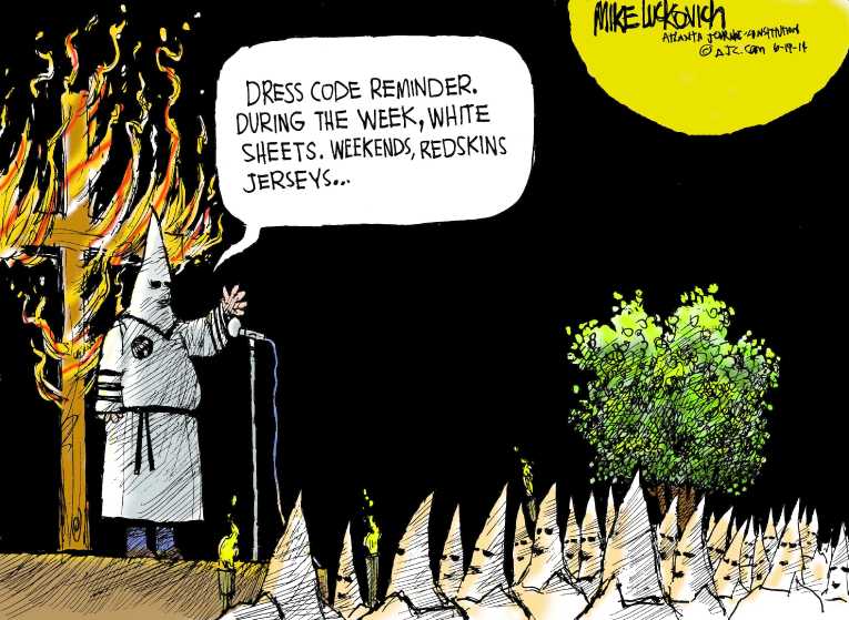 Political/Editorial Cartoon by Mike Luckovich, Atlanta Journal-Constitution on “Redskins” Under Attack