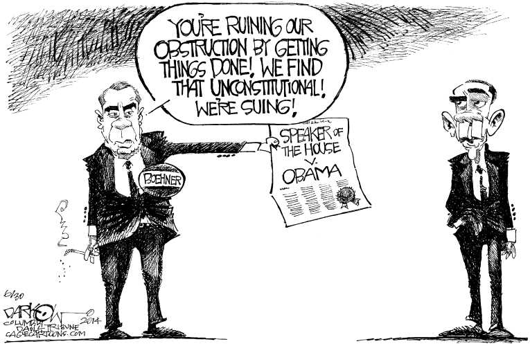 Political/Editorial Cartoon by John Darkow, Columbia Daily Tribune, Missouri on GOP Establishment Repels Tea Party