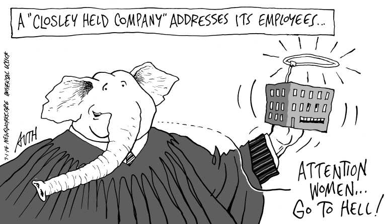 Political/Editorial Cartoon by Tony Auth, Philadelphia Inquirer on Another 5-4 Supreme Court Decision
